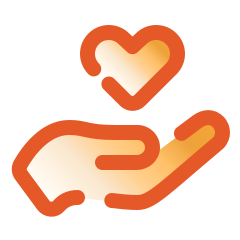 Cartoon hand holding love heart